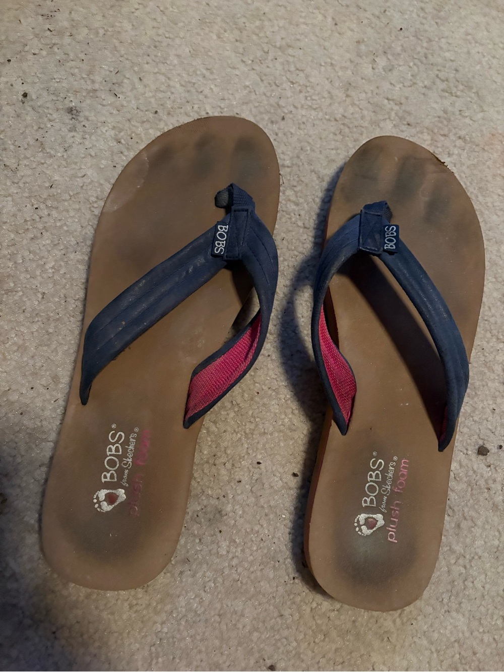 BOBS by Skechers Navy and Pink Flip Flop Sandals